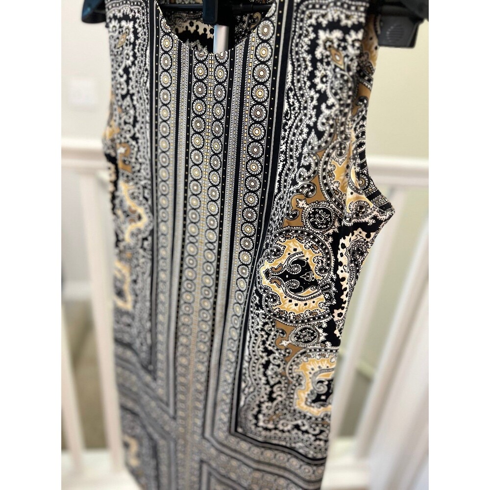 J. McLaughlin Black & Tan Patterned Dress in Great Condition! Size Medium - Picture 4 of 11